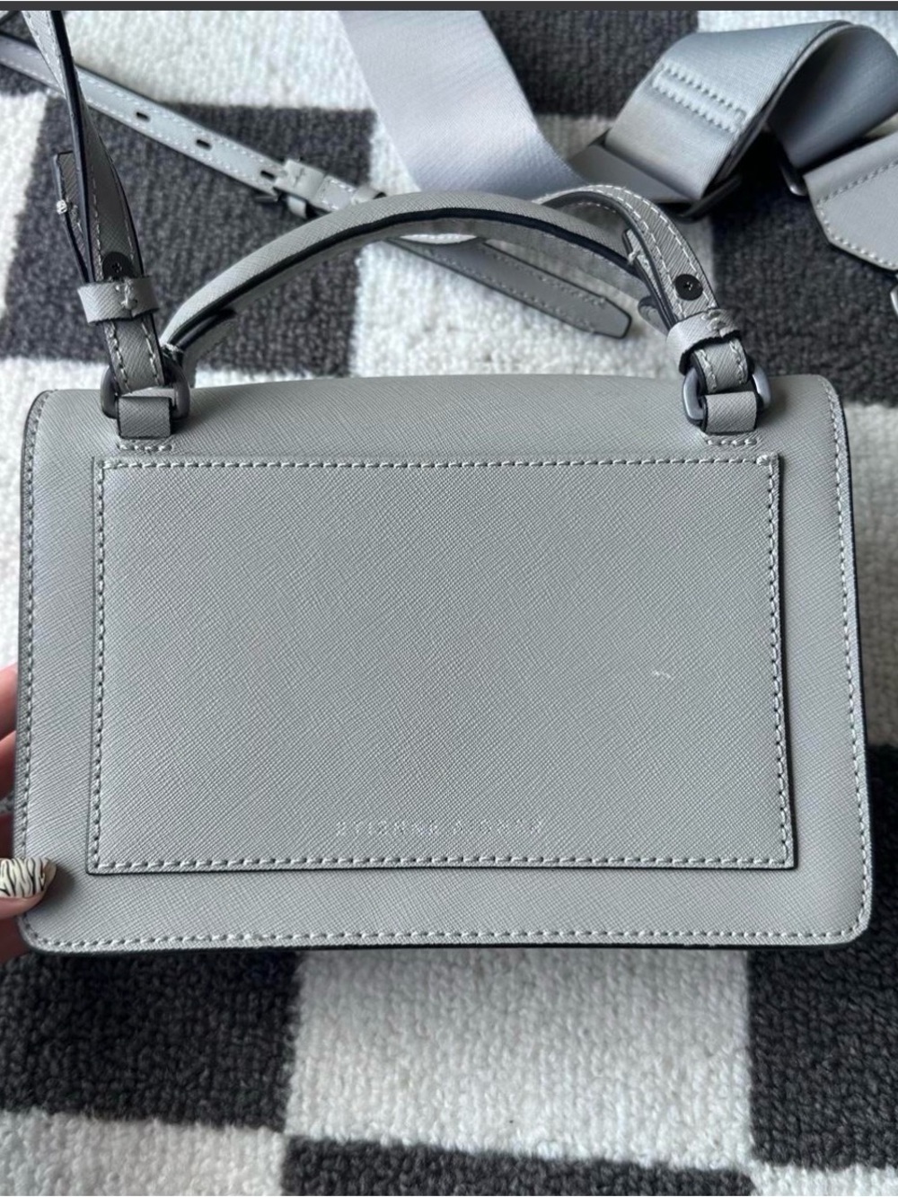 Etienne Aigner Gray Structured Top-Handle Satchel with Adjustable Strap - Picture 4 of 7